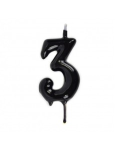 Vela Número 3 Preto